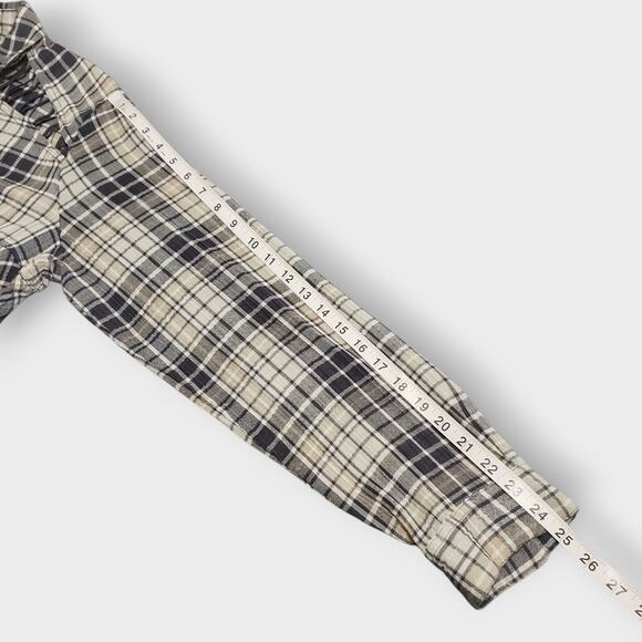 Free People Plaid Pearl Snap Button Oversized Shirt Sz Large Boho Western Grunge - Picture 10 of 12